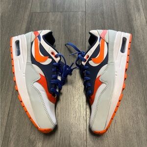 Nike Air Max 1 Silver Orange Midnight Navy Blue FQ7407-001 Sneaker Mens Size 5Y